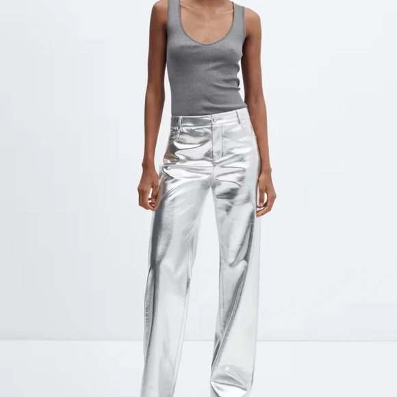 MANGO Metalised wideleg pants Size 1
